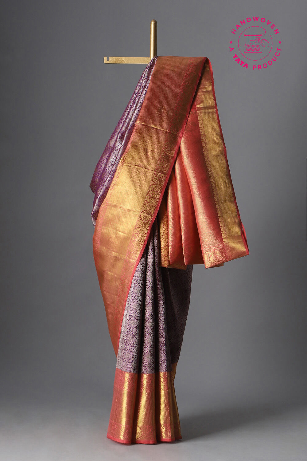 Purple Brocade Pure Silk Kanjivaram Saree image number null