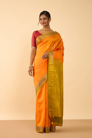 Orange Woven Pure Silk Saree thumbnail image number null