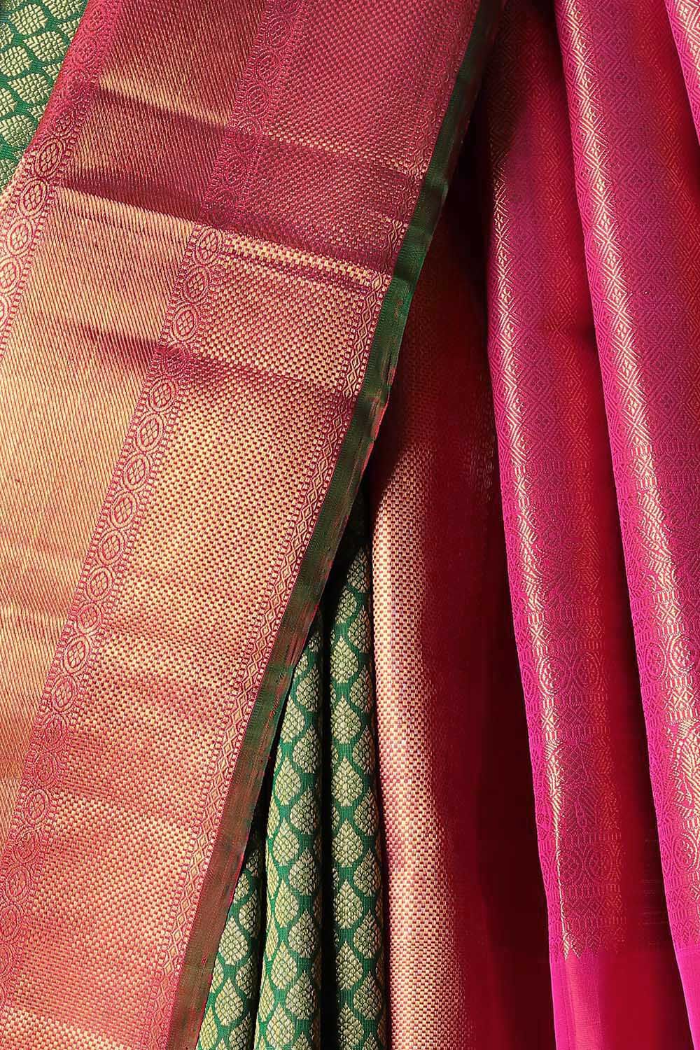 Forest Green Pure Zari Silk Kanjivaram Saree image number null