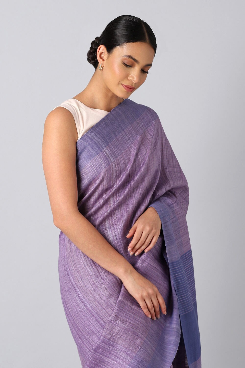 Violet Pure Tussar Bhagalpuri Saree image number null