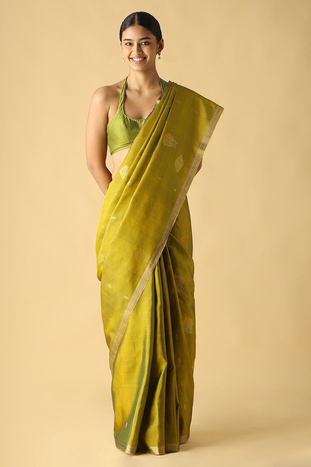 Light Green Pure Silk South Saree image number null