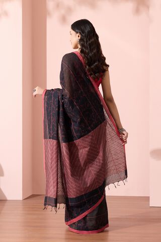 Black Bengal Pure Cotton Kantha Embroidered Saree thumbnail image number null