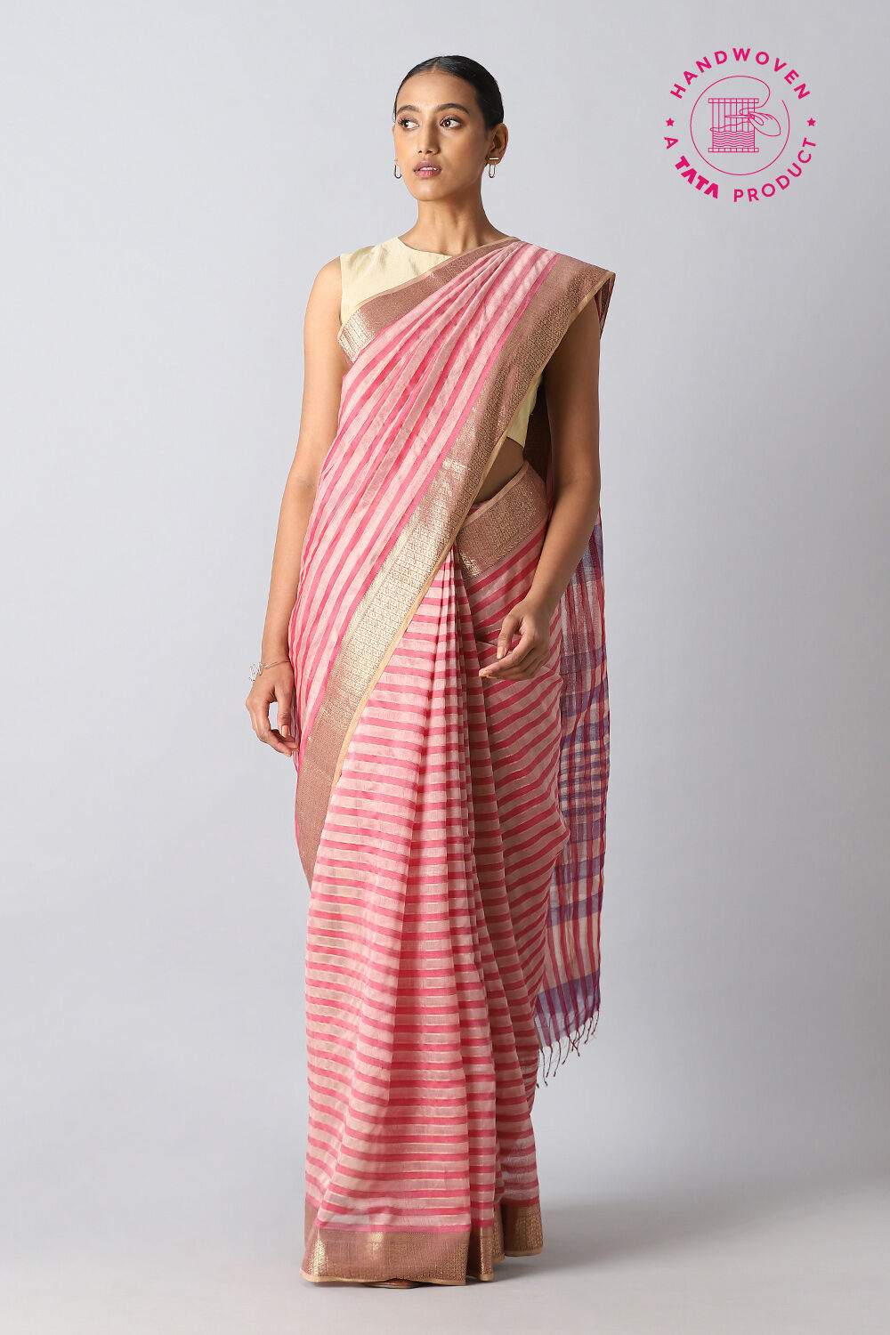 Light Pink Pure Silk Cotton Maheshwar Saree image number null