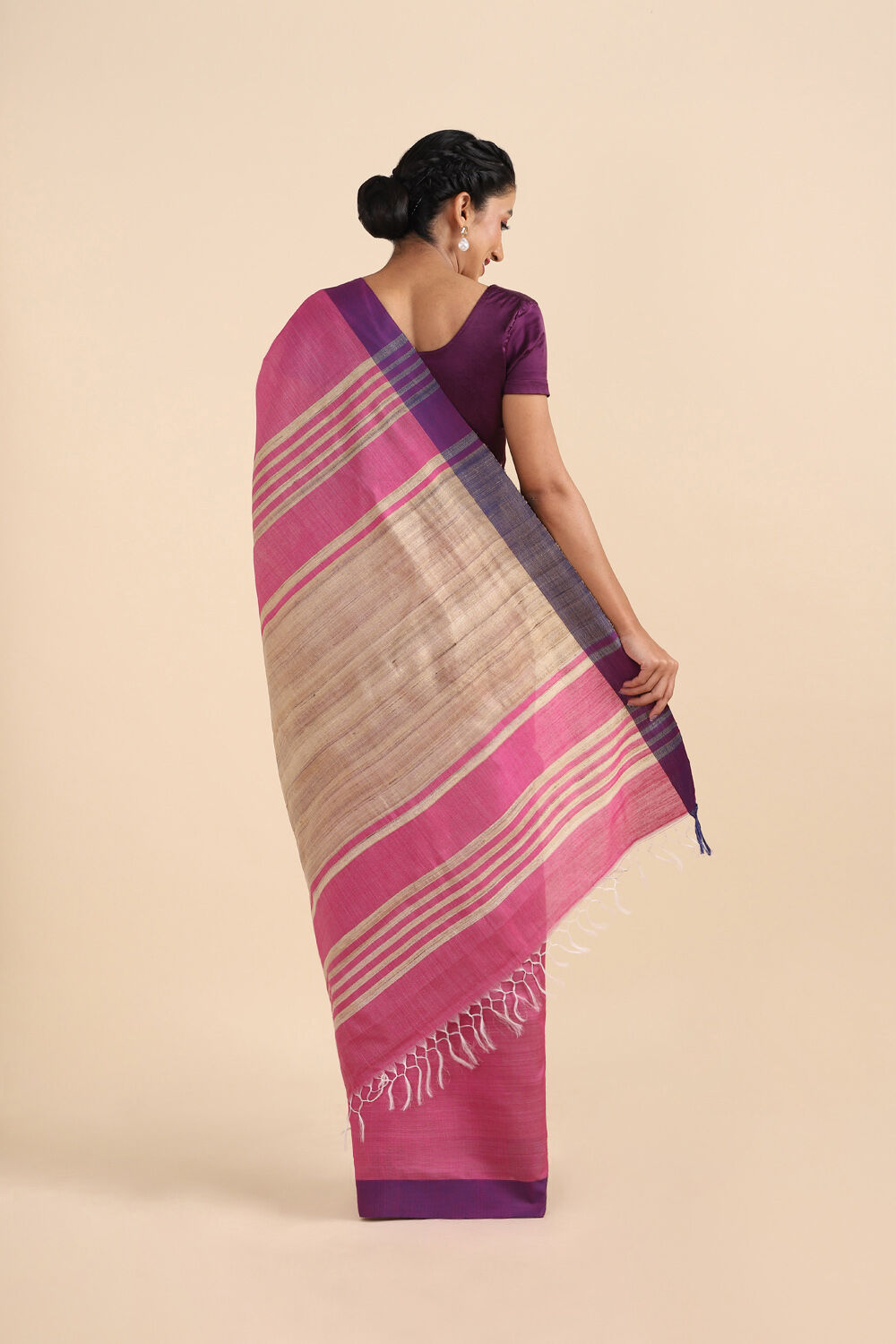 Pink Pure Silk Viscose Bhagalpuri Saree image number null