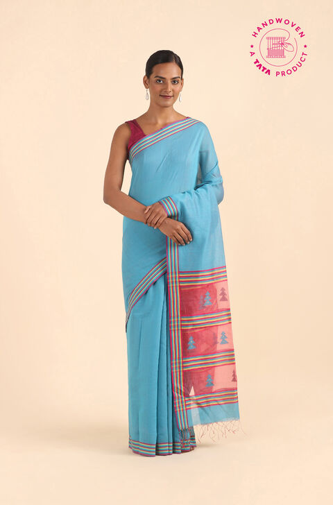 Grey Pure Silk Cotton Jamdani Saree