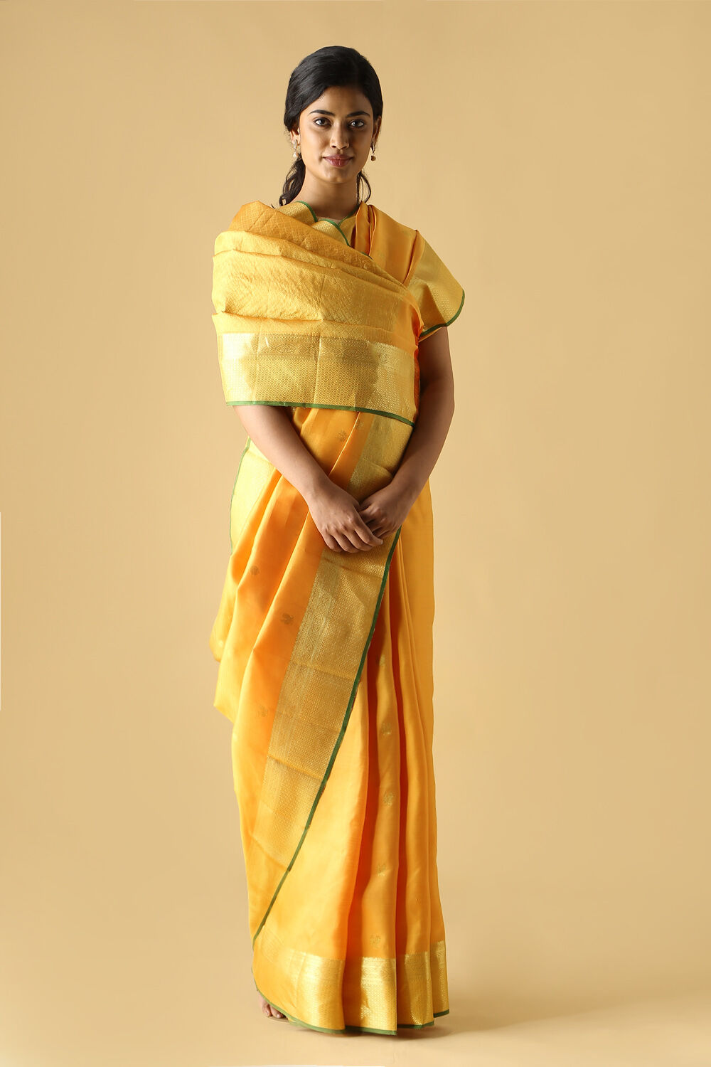Yellow Pure Silk Kanjivaram Saree image number null