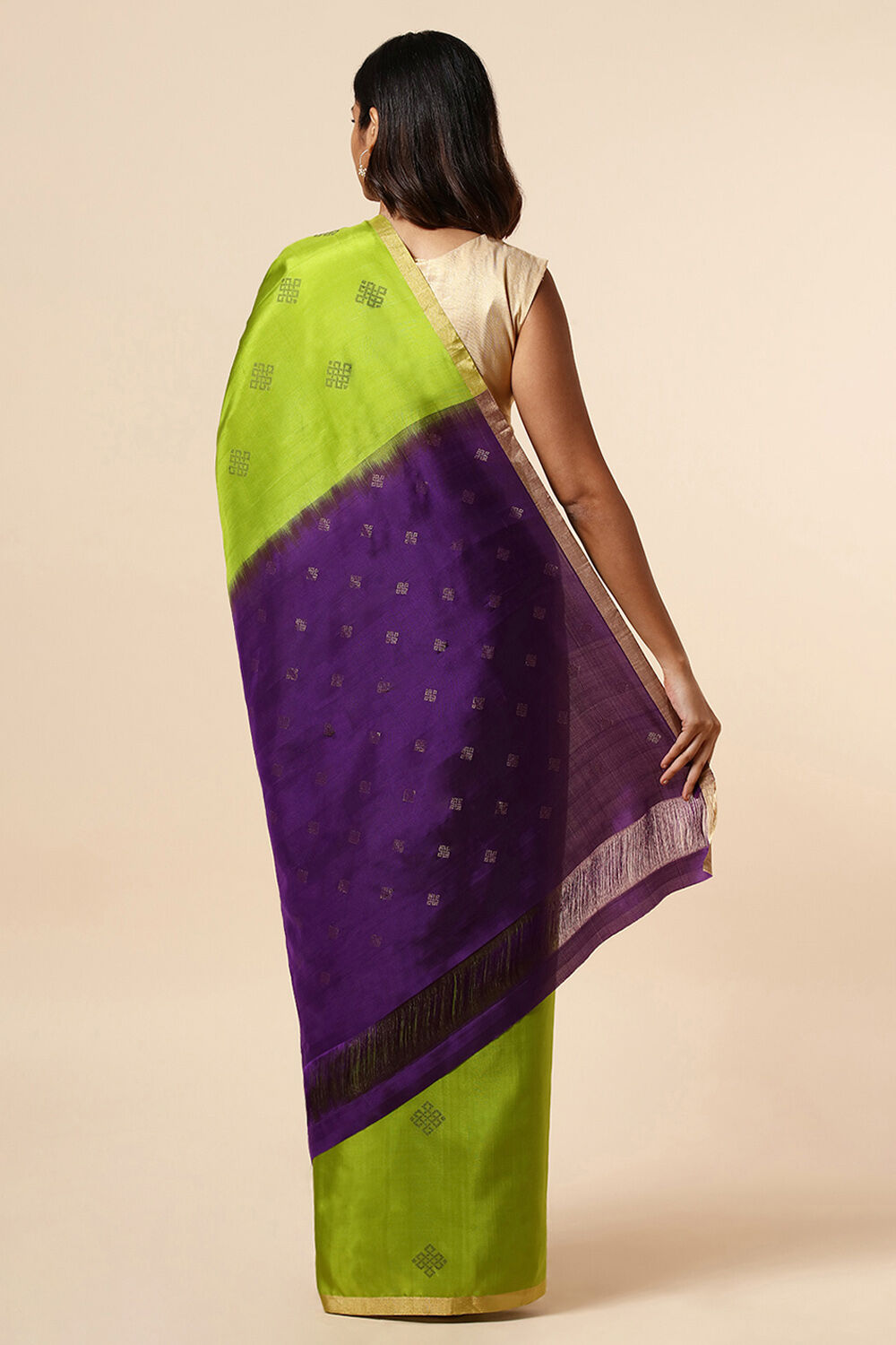 Light Green Handwoven South Pure Silk Tencel Saree image number null