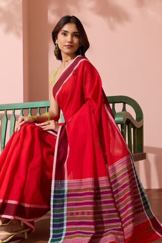 Red Karnataka Pure Cotton Lambani Saree image number