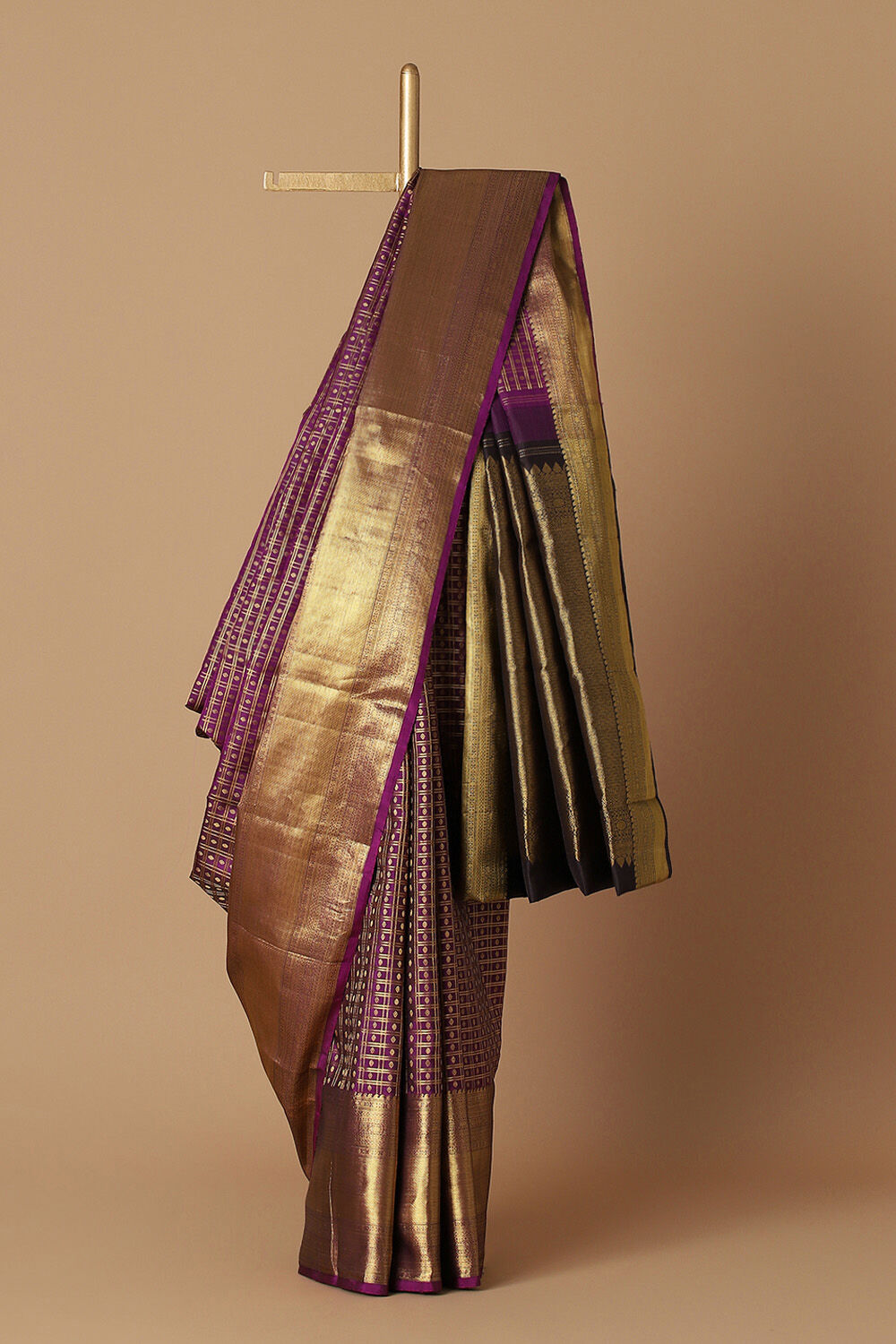 Violet Pure Silk Kanjivaram Saree image number null