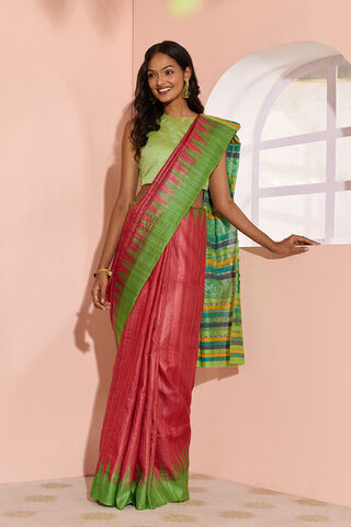 Red Ikat Pure Tussar Silk Gopalpur Saree image number