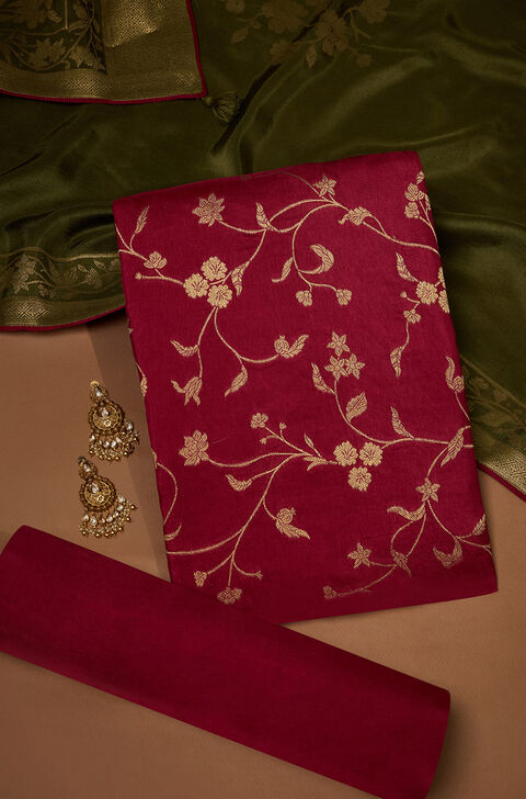 Dark Pink Pure Viscose Woven Unstitched Suit Set