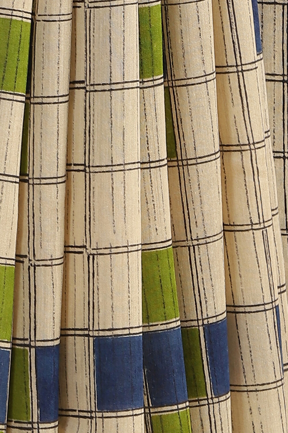 Beige Hand Blockprinted Pure Tussar Vanya Saree image number null