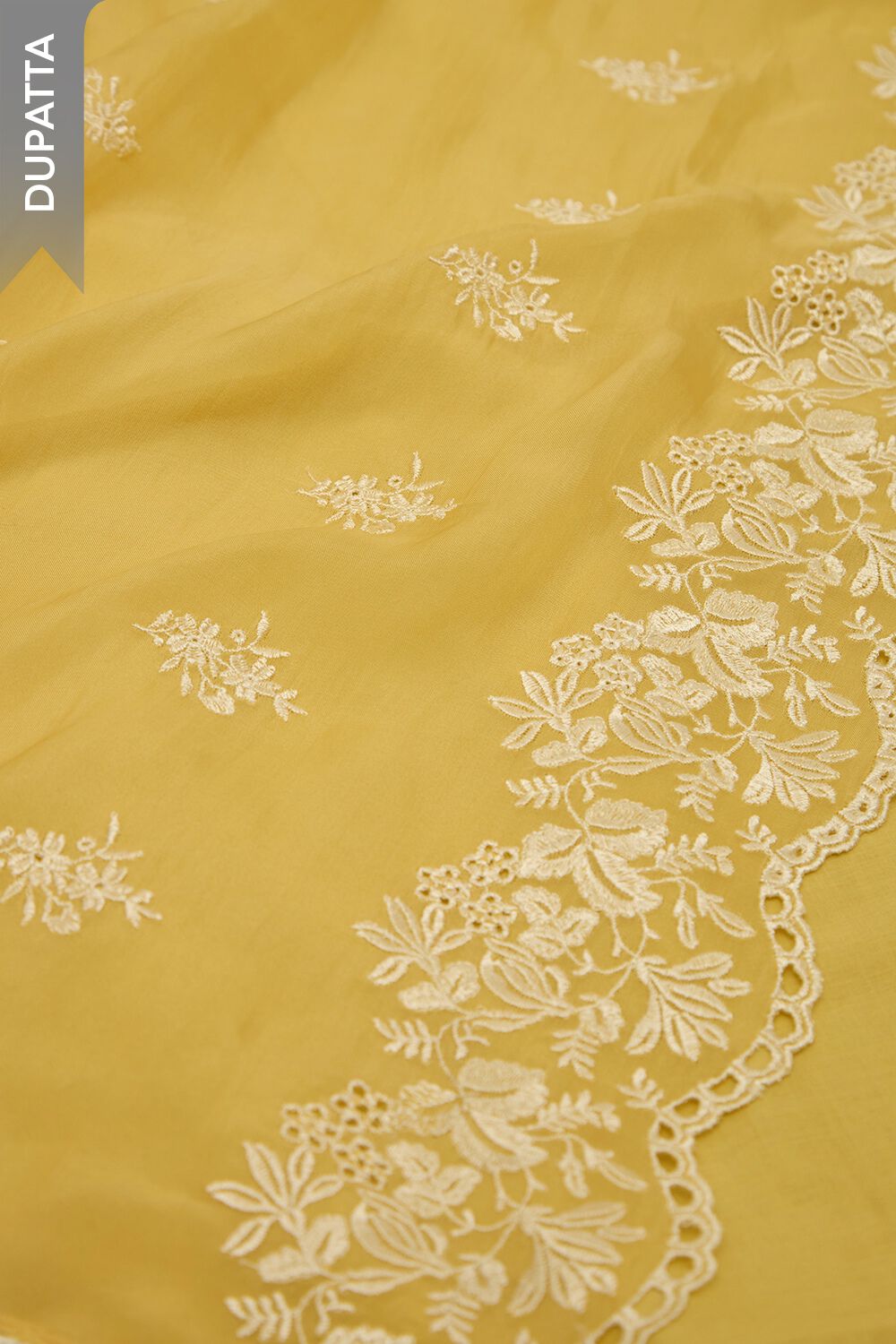 Off White Viscose Embroidered Unstitched Suit Set image number null