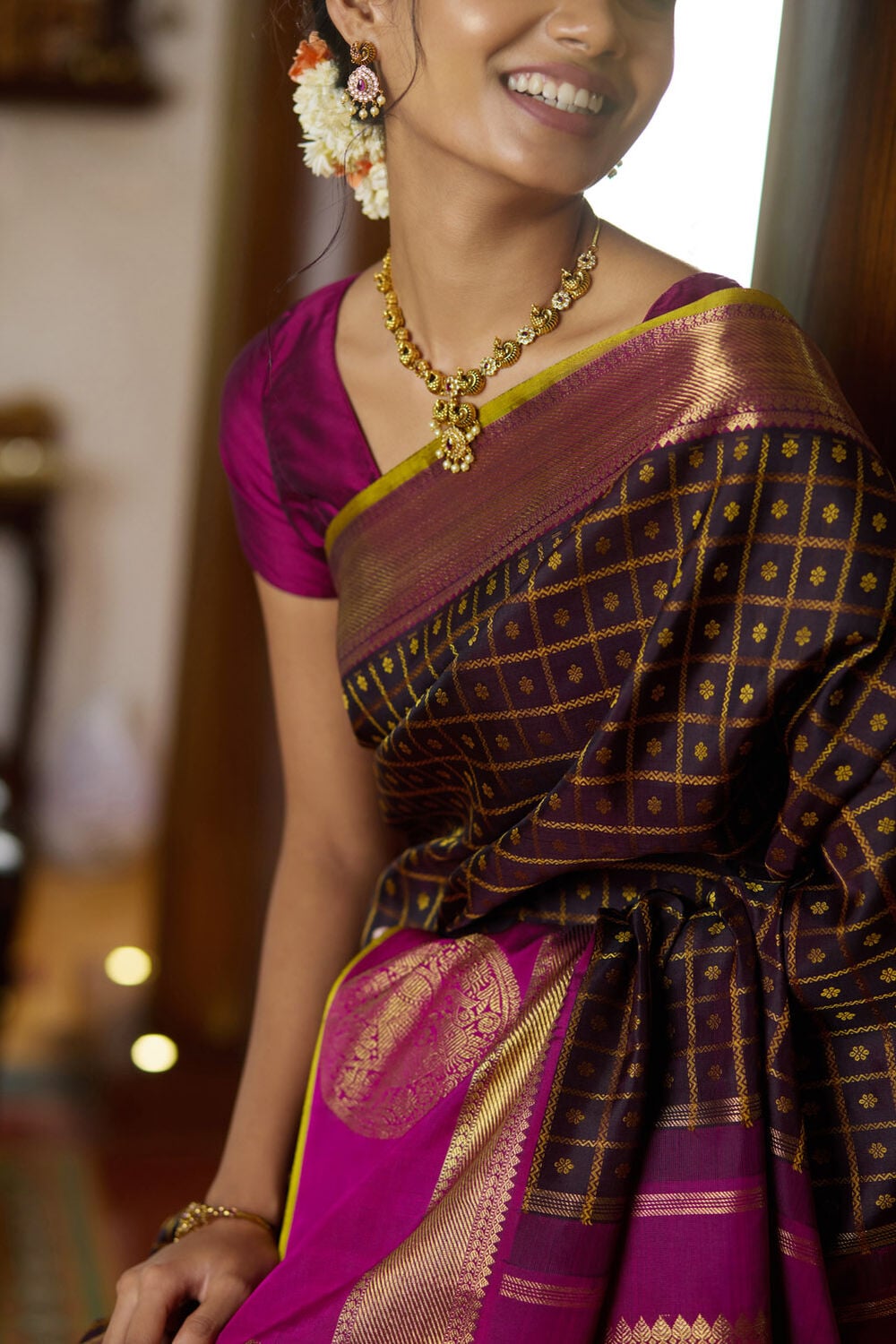 Black Woven Pure Silk Kanjivaram Saree image number null