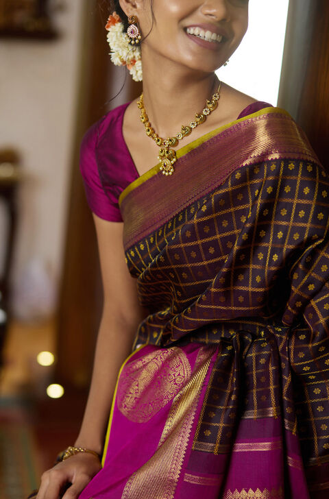 Black Woven Pure Silk Kanjivaram Saree
