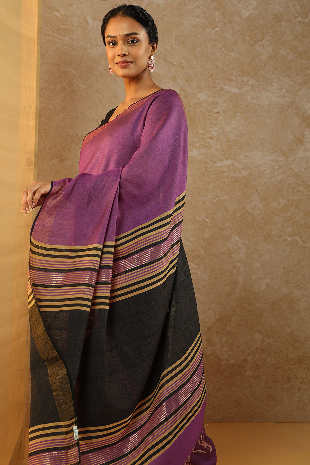 Purple Bhagalpur Woven Silk Viscose Saree image number null