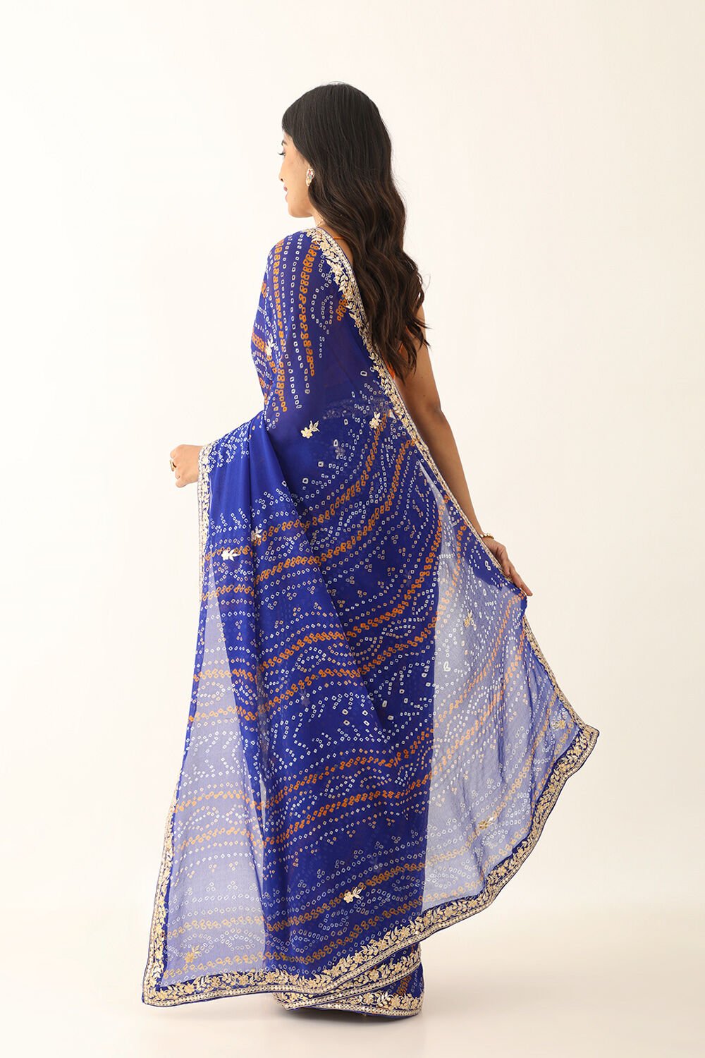Blue Pure Silk Chiffon Gota Patti Saree image number null