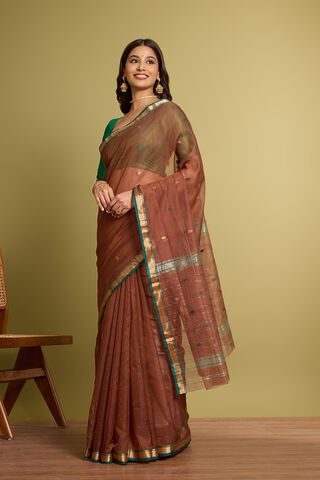 Brown Woven Pure Silk Cotton Chanderi Saree thumbnail image number null