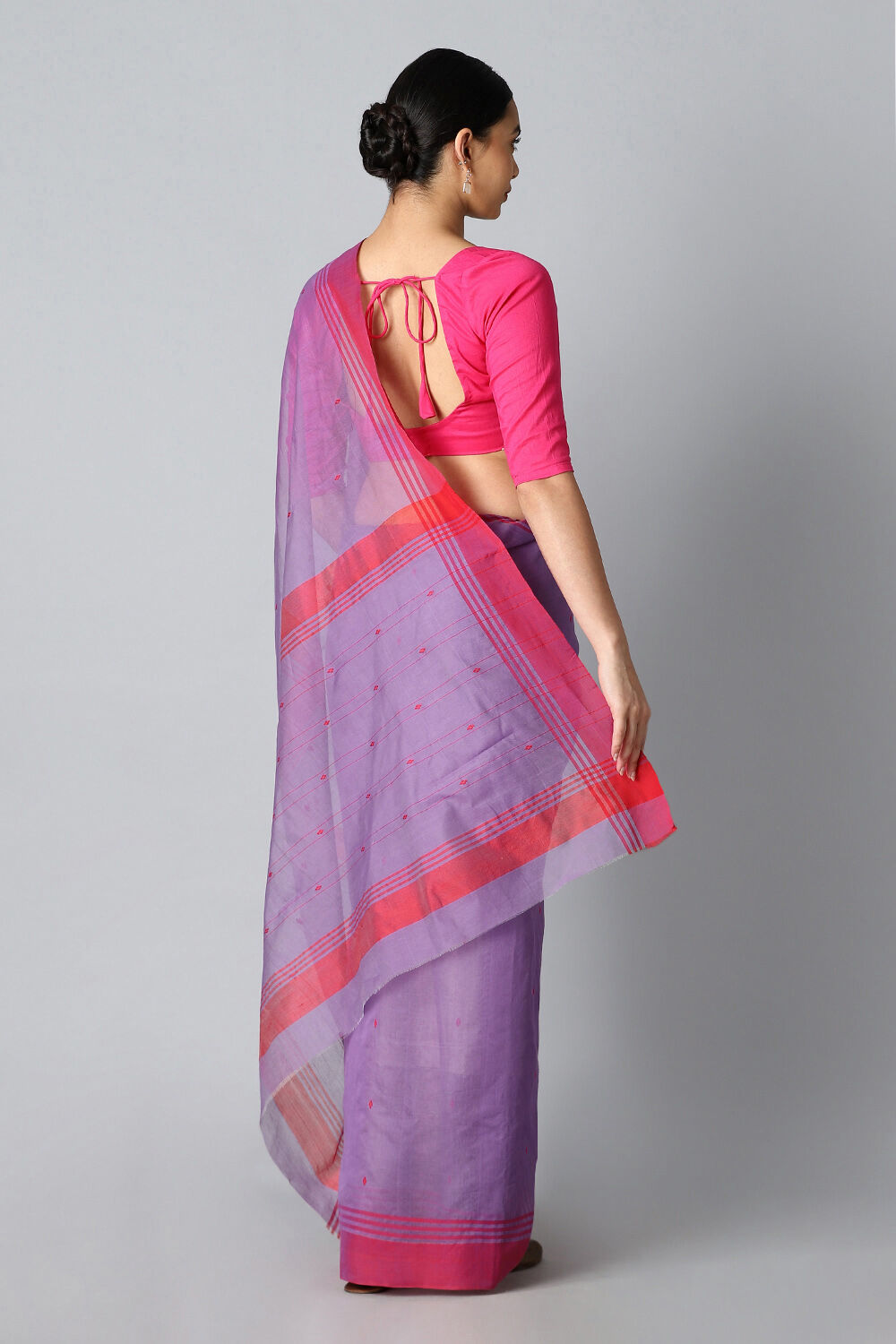 Purple Pure Silk Cotton Chanderi Saree image number null