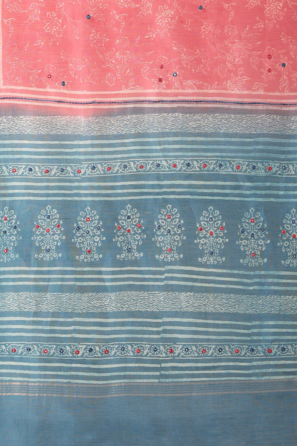 Red Pure Silk Cotton Embroidered Saree image number null