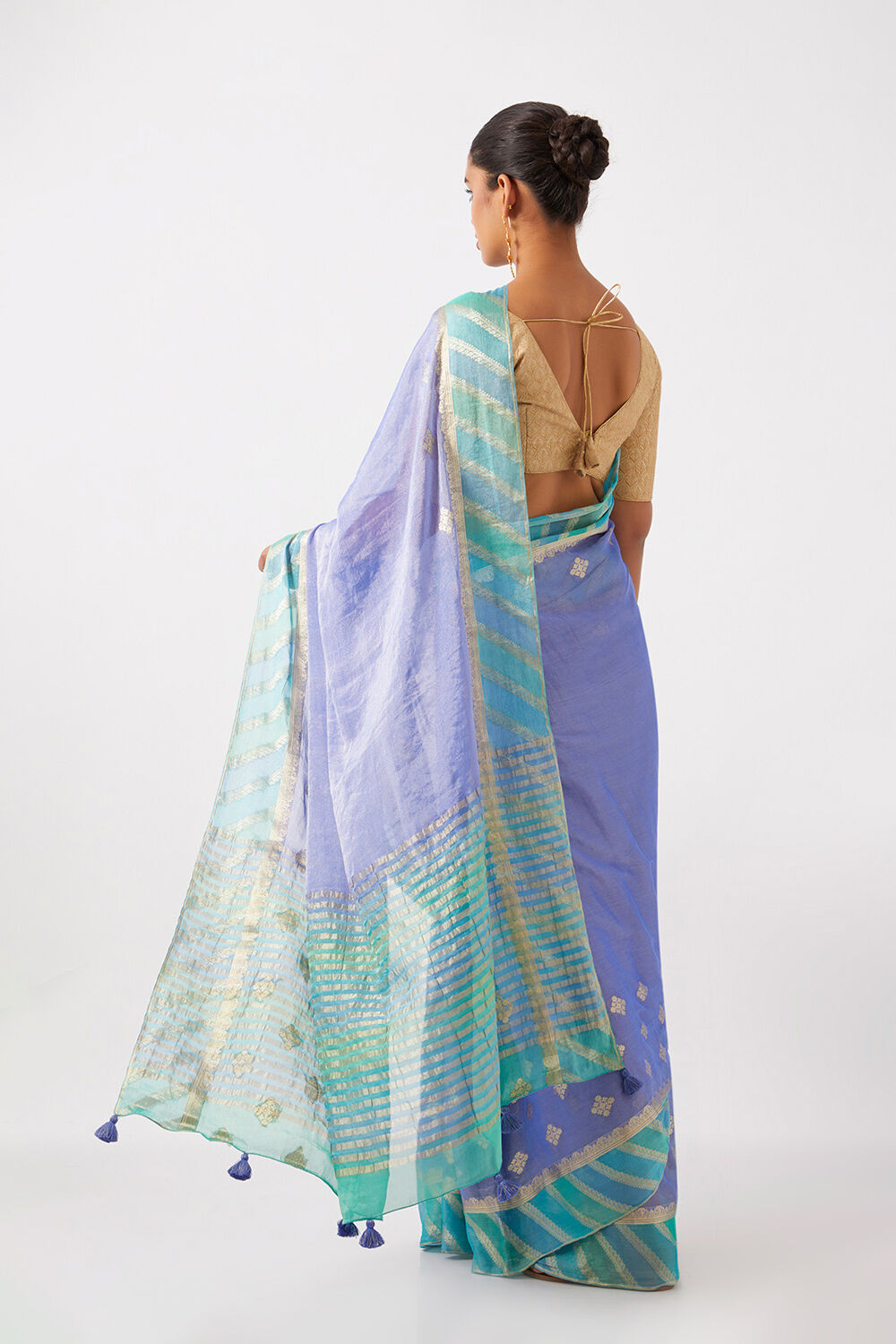 Purple Pure Georgette Tissue Woven Saree image number null
