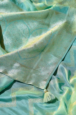 Light Blue Woven Viscose Saree thumbnail image number null