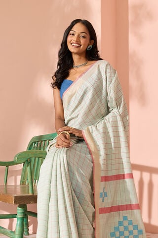Light Blue Woven Silk Viscose Bhagalpur Saree image number