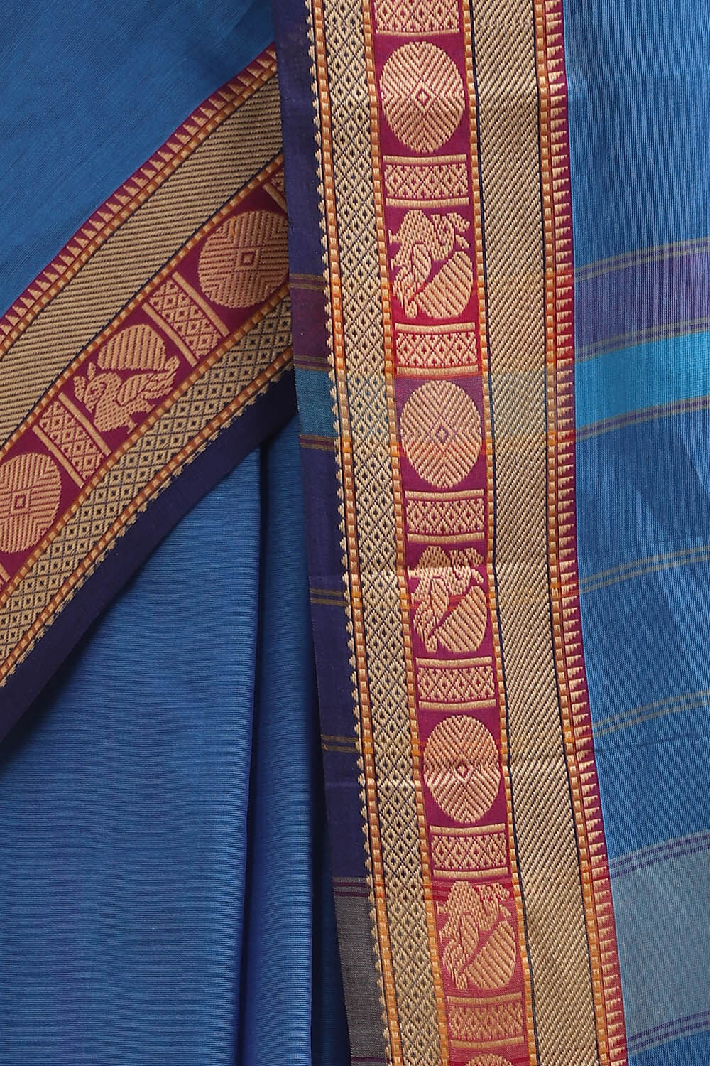 Blue Pure Cotton South Saree image number null