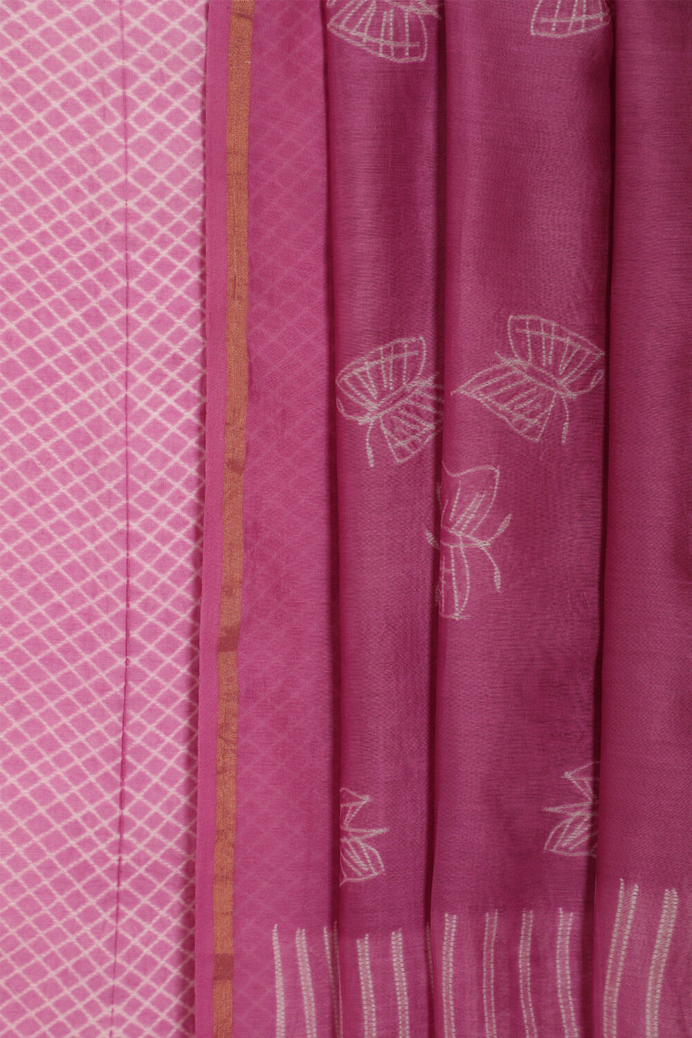 Pink Pure Silk Cotton Tie and Dye Shibori Unstitched Suit Set image number null