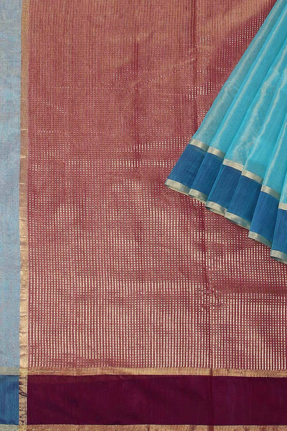 Light Blue Pure Cotton Tissue Chanderi Saree image number null