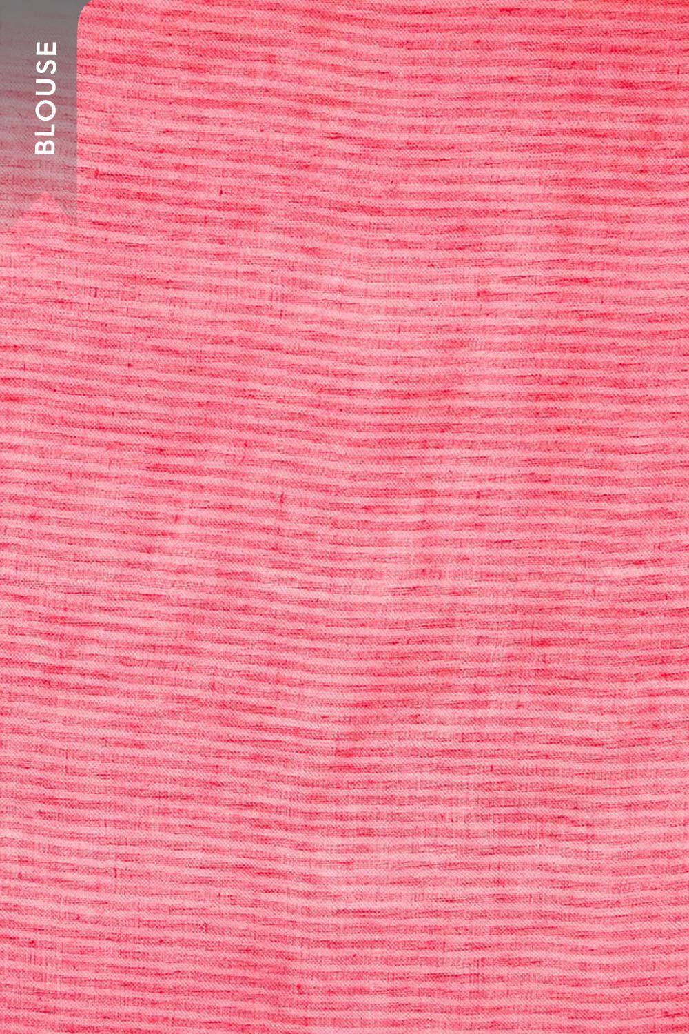 Pink Screen Printed Pure Linen Saree image number null