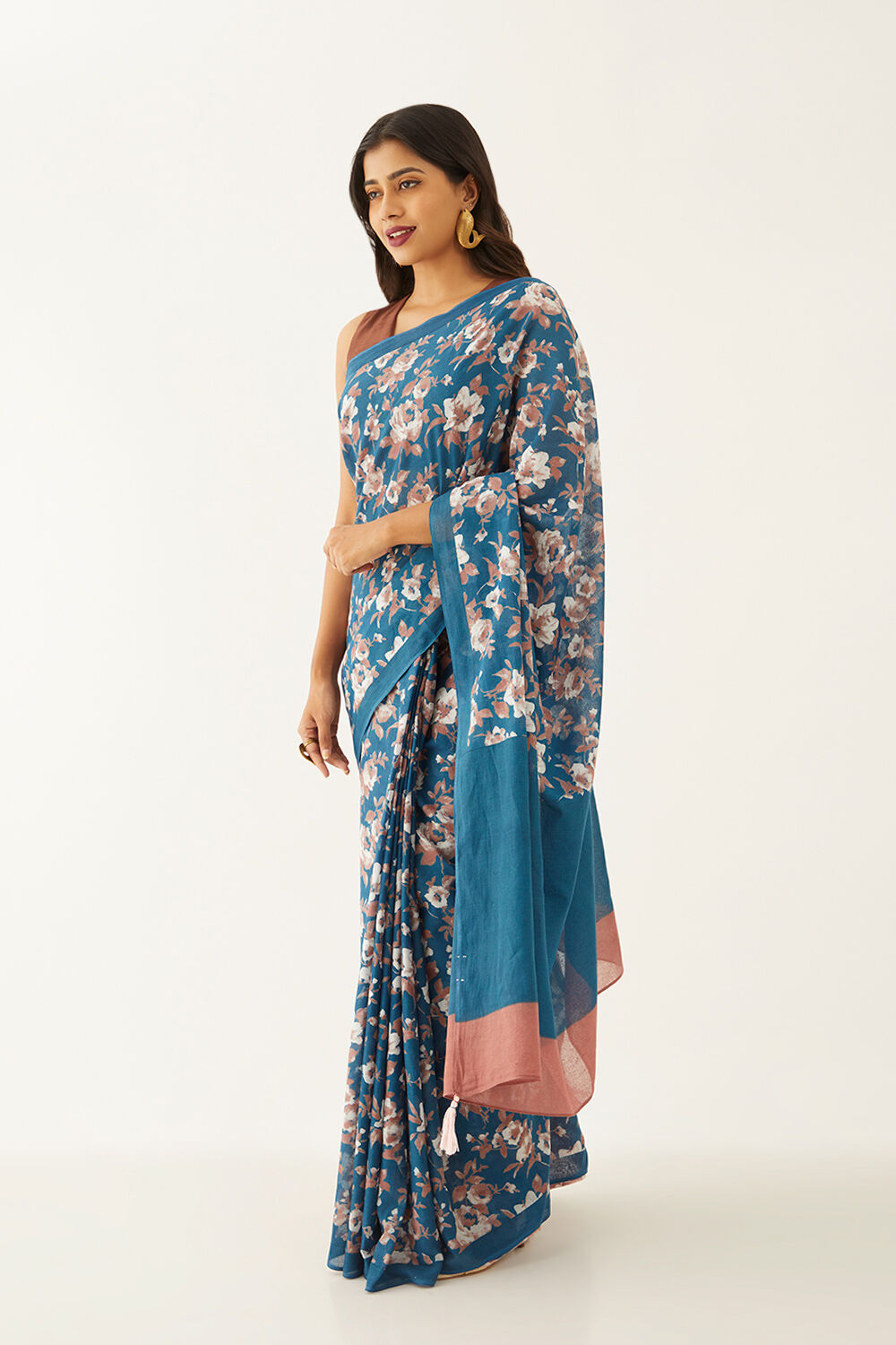 Multicoloured Pure Cotton Mulmul Printed Saree image number null