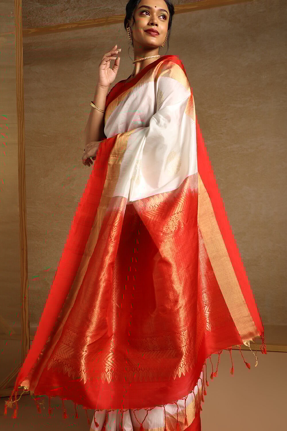 Off white soft silk saree shop