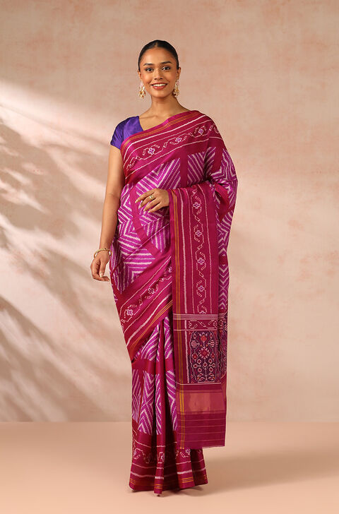 Pink Rajkot Pure Silk Ikat Patola Saree