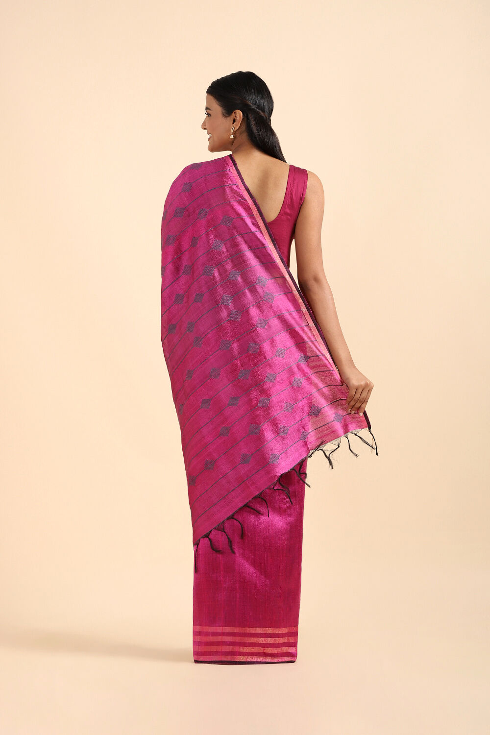 Pink Pure Tussar Silk Bhagalpuri Saree image number null