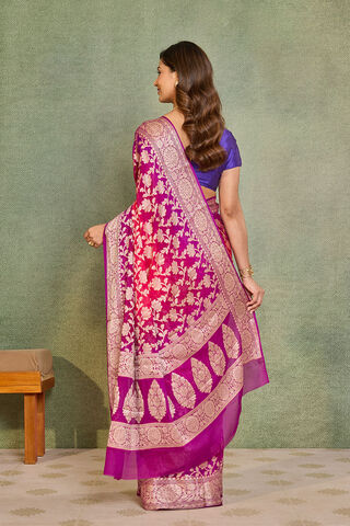 Pink Pure Silk Georgette Cutwork Banarasi Saree thumbnail image number null