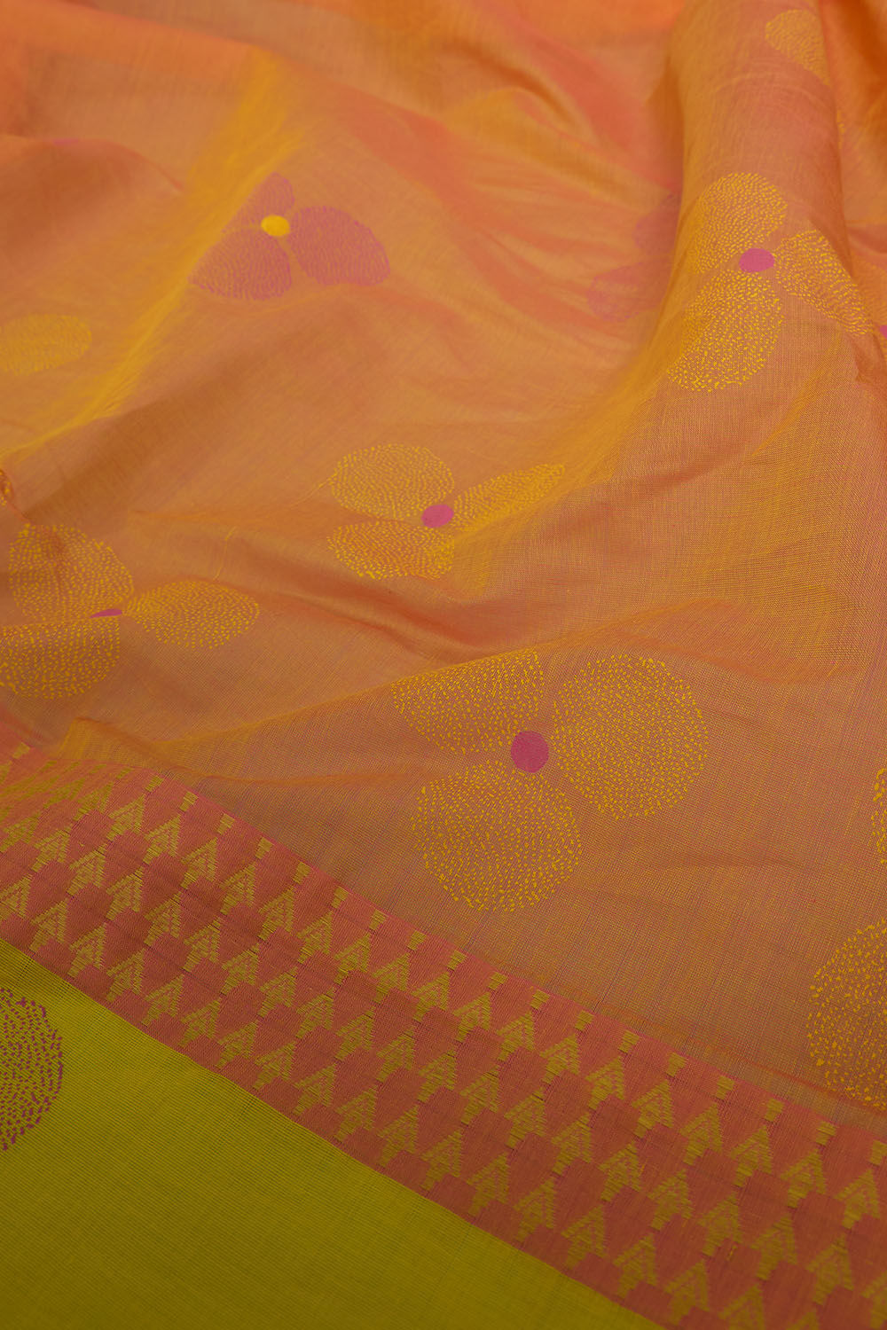 Yellow Rajasthan Block Printed Pure Cotton Saree image number null