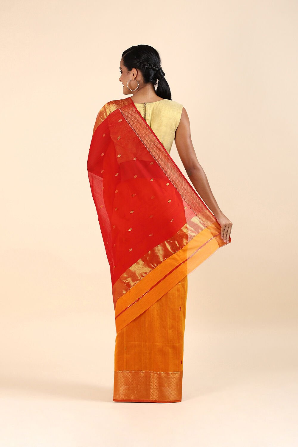 Yellow Pure Silk Cotton Maheswari Saree image number null