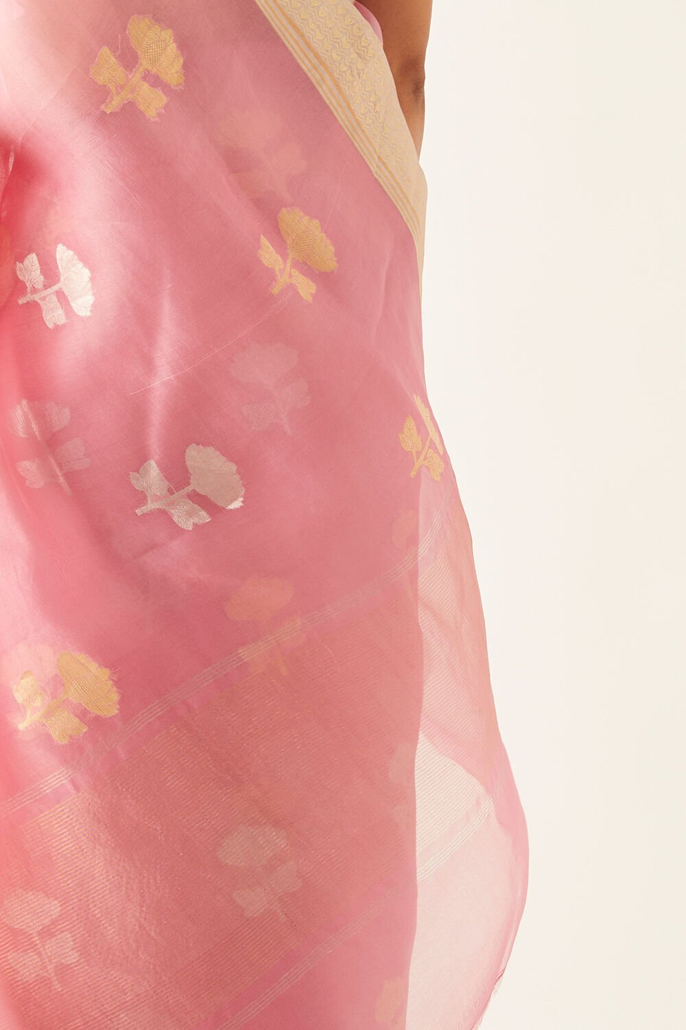 Light Pink Pure Organza Banarasi Saree image number null