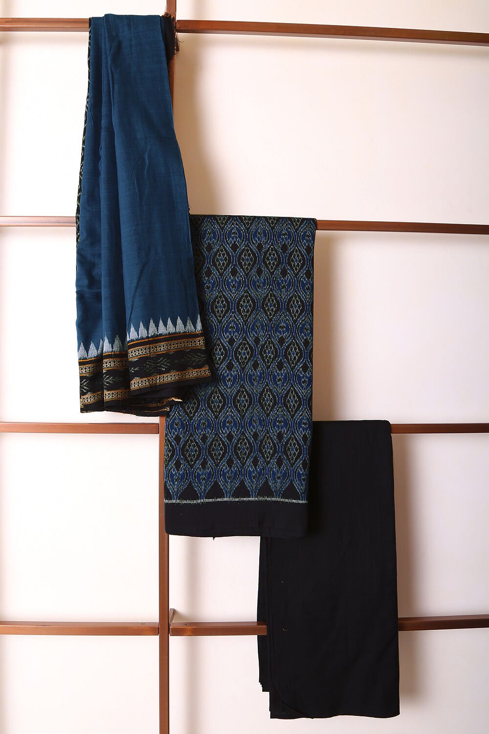 Navy Blue Sambalpuri Pure Cotton Salwar Suit Set image number null