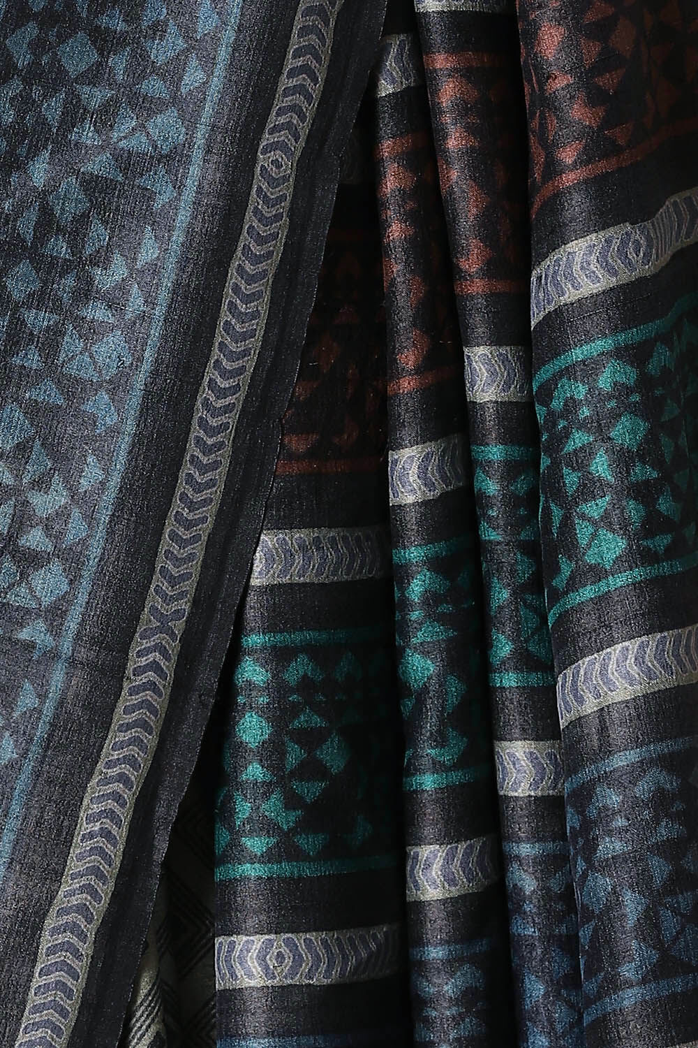 Grey Pure Tussar Silk Printed Saree image number null