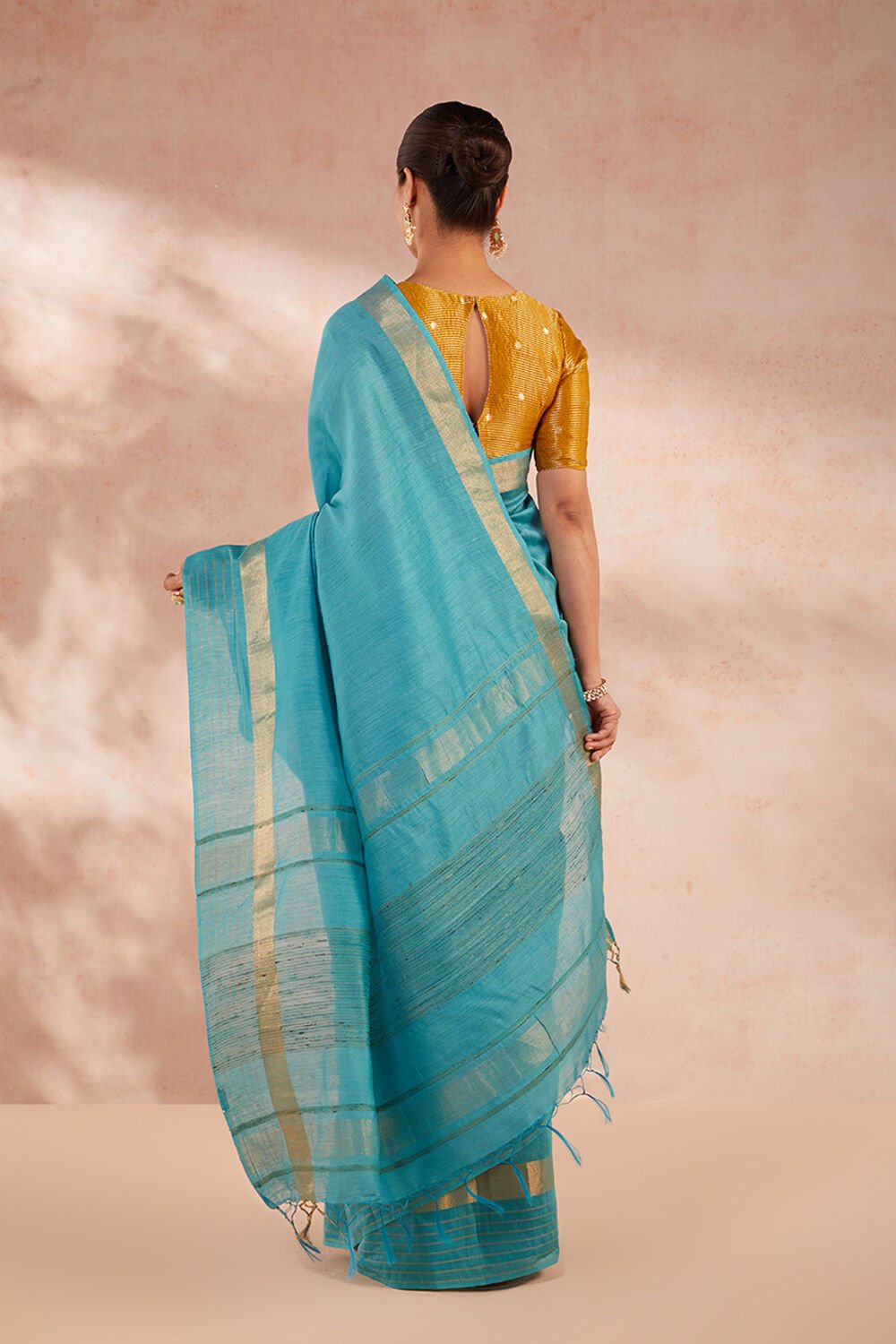 Blue Bhagalpur Woven Pure Silk Saree image number null