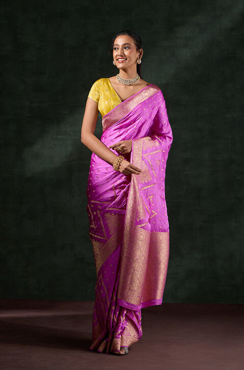 Purple Woven Viscose Saree