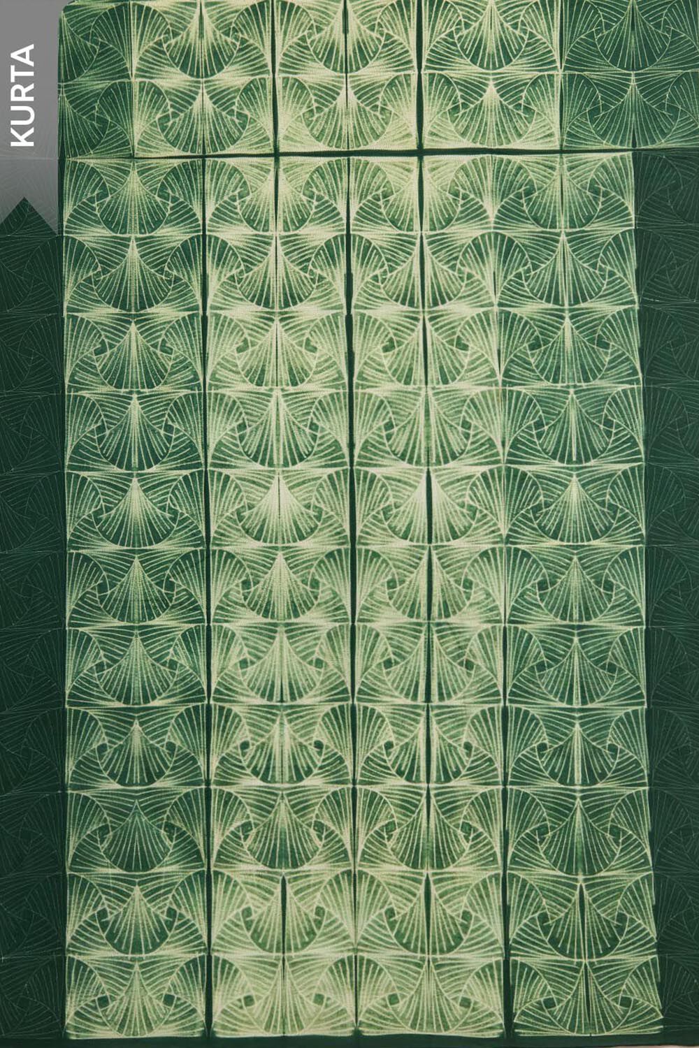 Dark Green Pure Cotton Tie and Dye Shibori Unstitched Suit Set image number null
