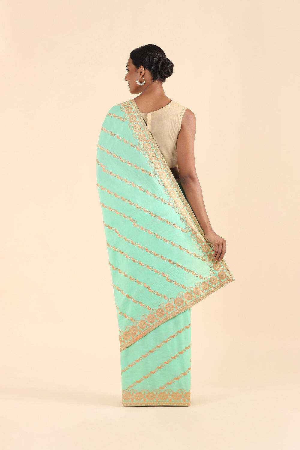 Light Green Pure Cotton Embroidered Saree image number null