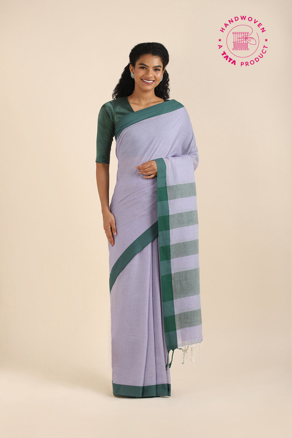 Purple Pure Cotton Bengal Saree image number null