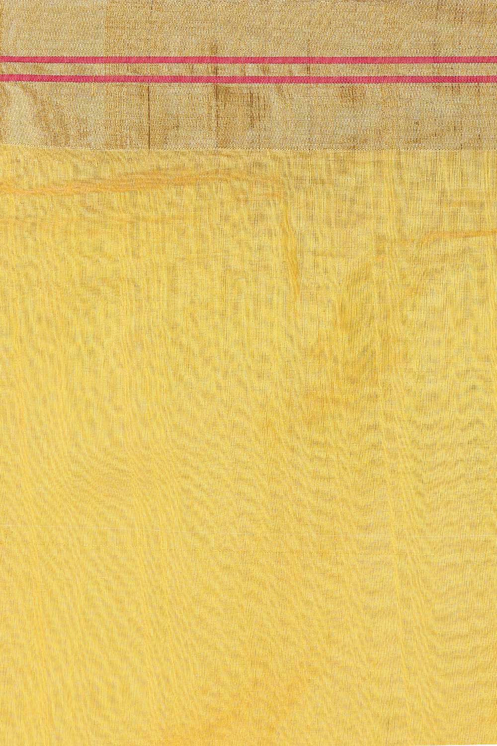 Yellow Pure Silk Cotton Chanderi Saree image number null