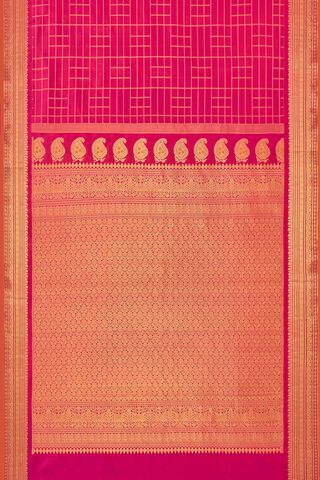Dark Pink Woven Silk Gadwal Saree thumbnail image number null