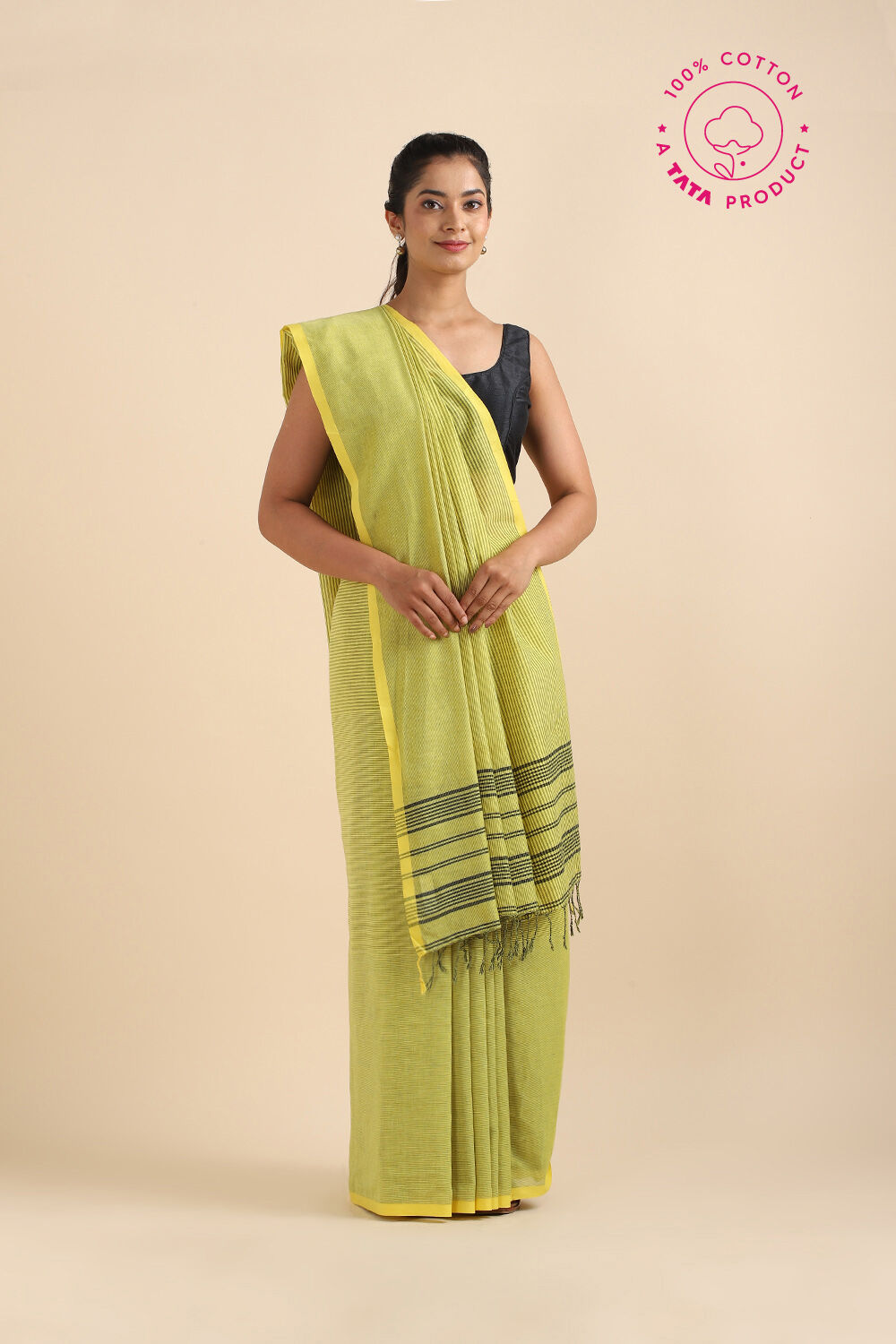 Light Green Pure Cotton Bengal Saree image number null