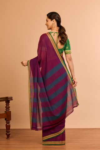 Purple Cotton Maharashtra Woven Saree thumbnail image number null